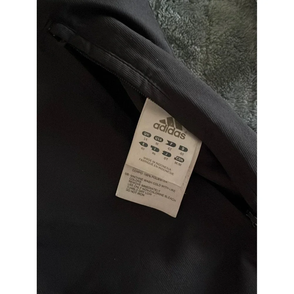 Adidas Reversible Windbreaker Fleece Hoodie Black White Stripe Mens Medium